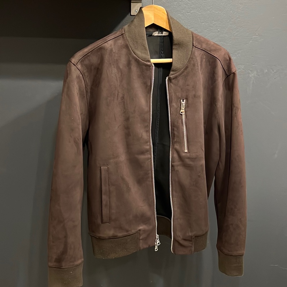 Banana Republic Vegan Suede Bomber Brown Small